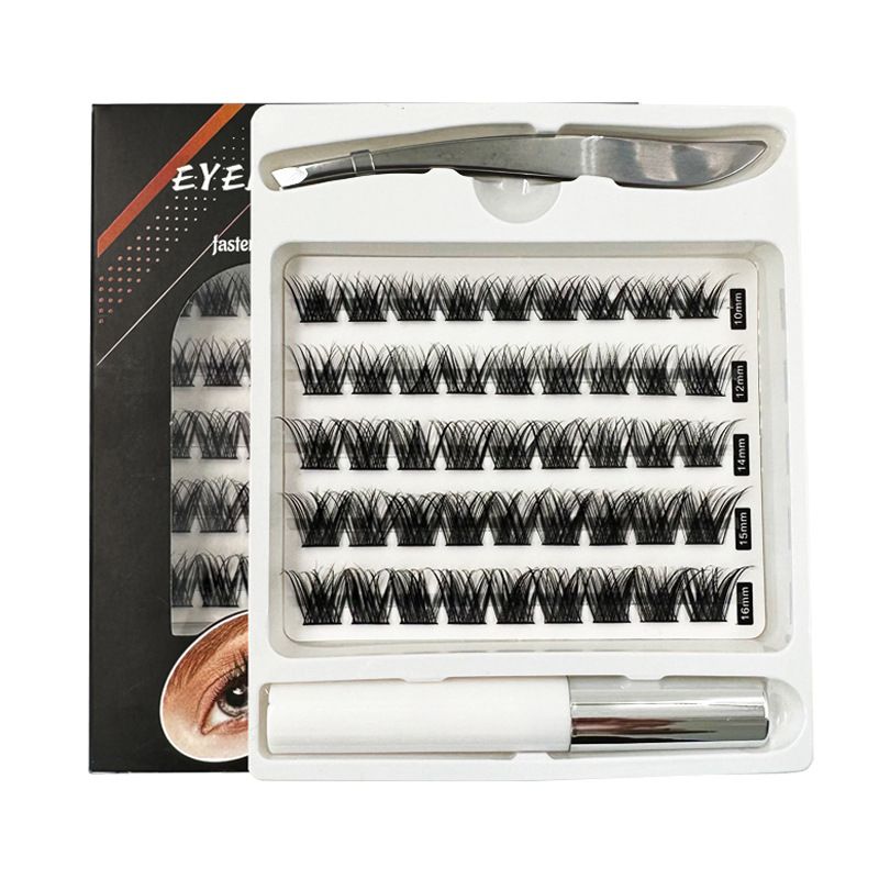 Wimpern Set Schwarz pinzette kleber Hot melt haar DIY einzelne cluster falsche wimpern_voghion.com