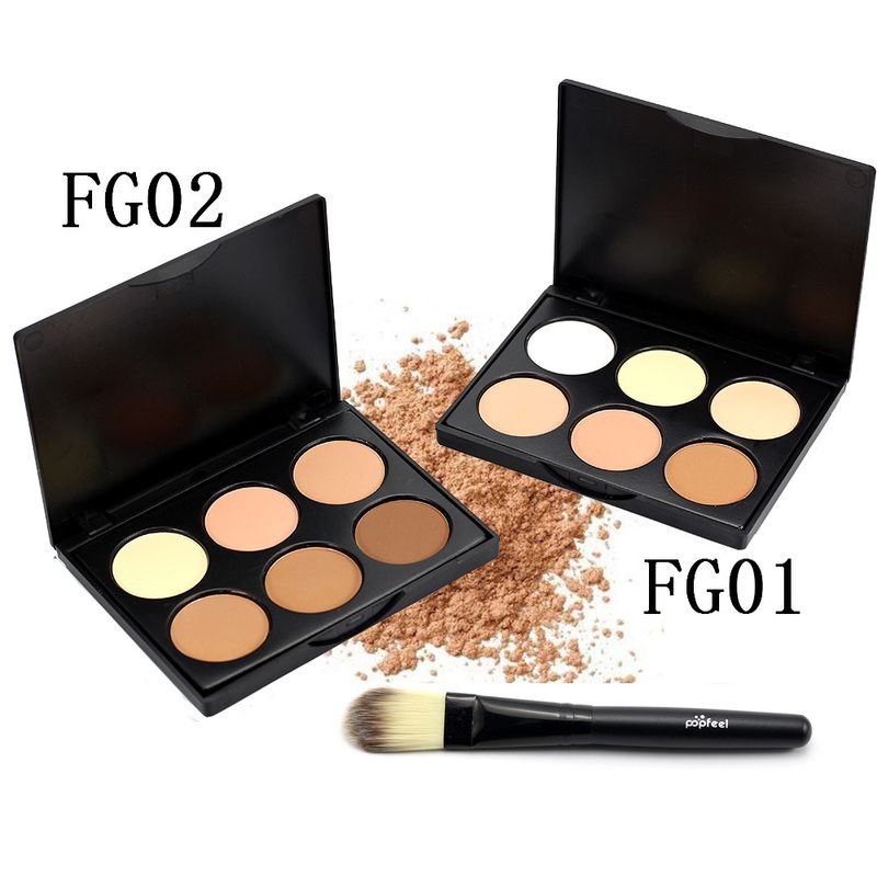 Make-up-Sets Neues Set 6 Farbe Puder Make-up Concealer Zart Mit Foundation Pinsel Make-up_voghion.com