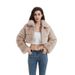 Women's Faux Fur Short Jacket - Cozy & Stylish Winter Outerwear With Faux Rabbit Fur Collar, Lightweight & Warm, Multiple Colors & Styles_voghion.com
