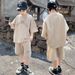 Mother & Kids Boys short-sleeved suit fashionable summer children's casual loose sportswear boys summer two-piece suit cross-border big children_voghion.com