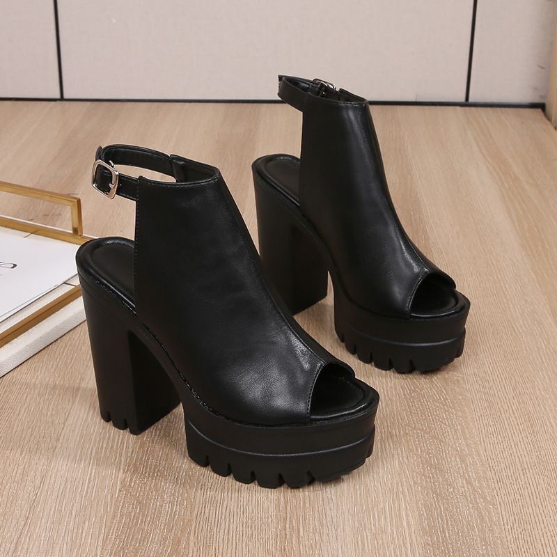 Women's Shoes Summer New High Heeled Thick Heeled Sandals For Women Waterproof Platform Fish Mouth Roman Shoes_voghion.com