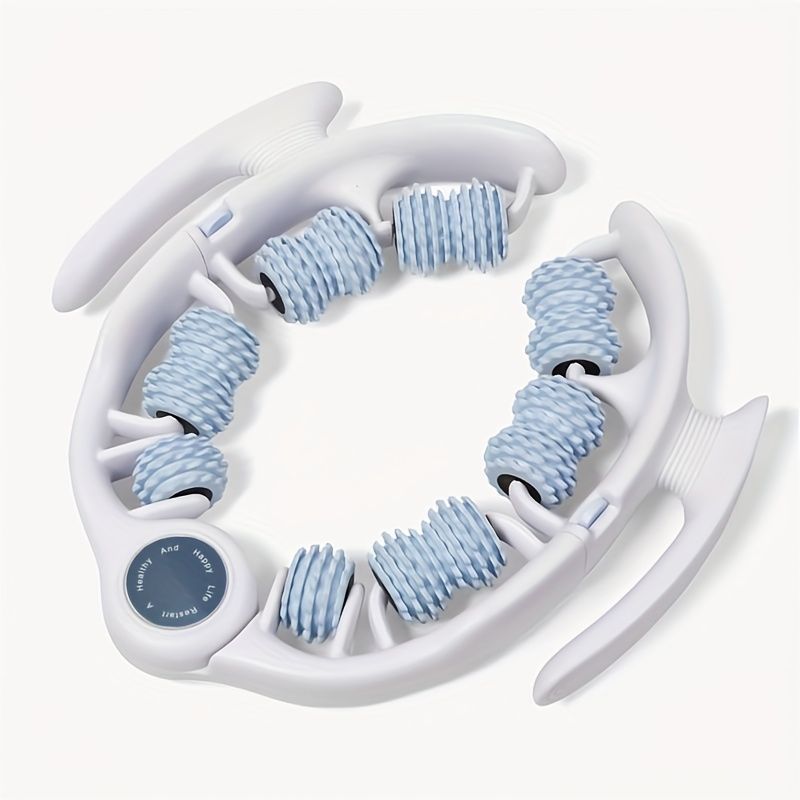 Yoga Fitness Roller met 14 wielen | Diepe weefselmassage en verbeterde prestaties | Ergonomisch ontwerp, veilige beenklem, roze en grijs_voghion.com