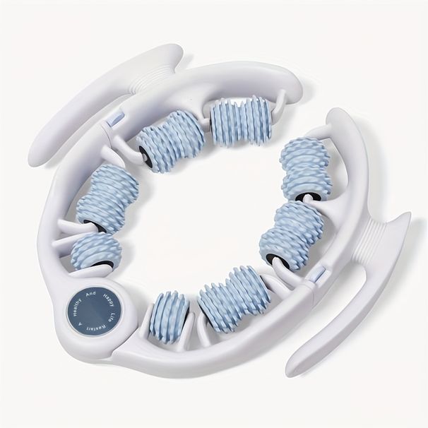 Yoga Fitness Roller met 14 wielen | Diepe weefselmassage en verbeterde prestaties | Ergonomisch ontwerp, veilige beenklem, roze en grijs_voghion.com