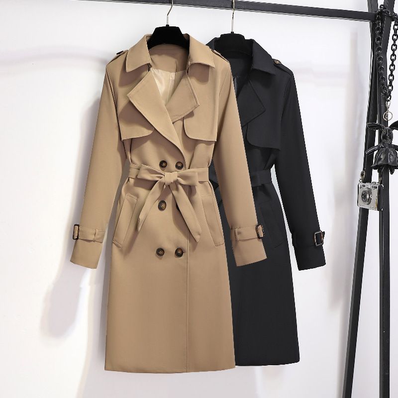 Trench primaverile di alta qualità per le donne, nuova collezione primavera e autunno, lunghezza da media a lunga, piccola statura, coreano_voghion.com