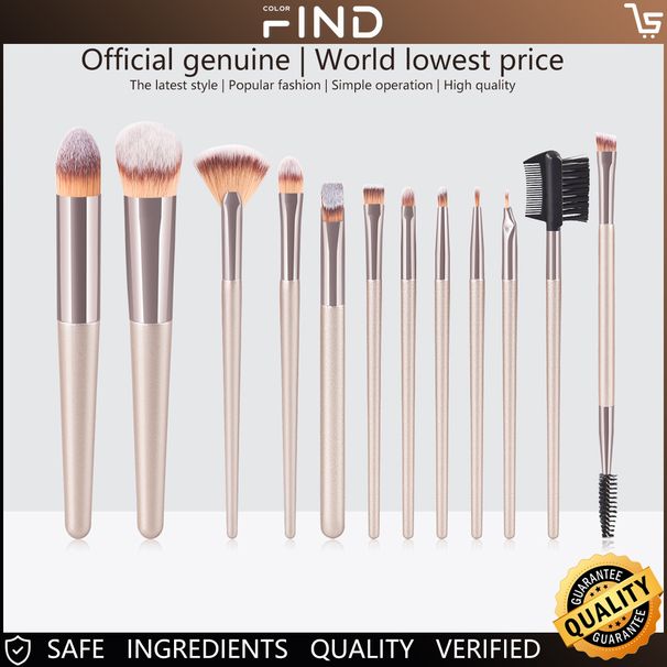 Set di pennelli per trucco color champagne da 12 pezzi strumenti per trucco professionale di vendita calda FINDCOLOR_voghion.com