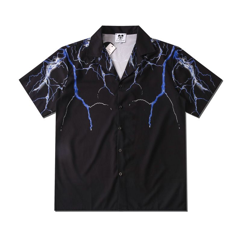 Herrenbekleidung New High Street Hawaiian Flower Shirt Blue Lightning Full Print Beach Cardigan Kurzarm Herren_voghion.com