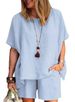 Women's fashion temperament loose short-sleeved shorts two-piece set_voghion.com