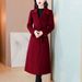 Women's Long Wool Coat - Oversized Trench Coat With Belted Waist, Knee-Length Vintage Style Winter Overcoat_voghion.com
