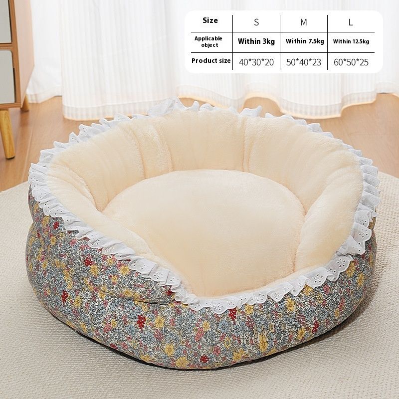 Jupe florale chaude et fraîche d'hiver pour chien et chat, carrée, épaisse, quatre saisons, nid universel, fournitures pour animaux de compagnie_voghion.com
