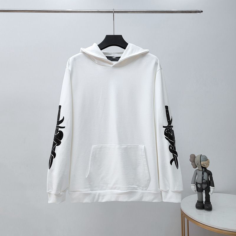 Herbst Winter Herren Pullover Pailletten Bestickt High Street Schwere Lose Trendy Kapuzen Langarm Pullover_voghion.com