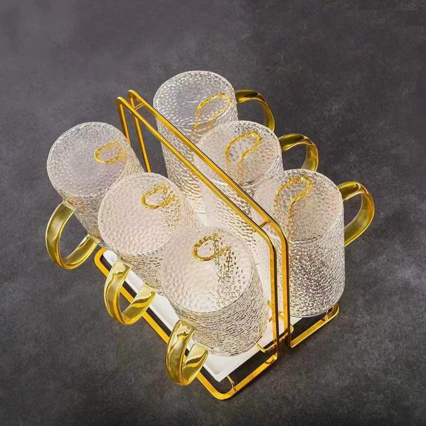 Gehämmerter quadratischer Glaskrug – verdickter, hitzebeständiger Wasserkrug für Eistee, Saft und aromatisiertes Wasser (modernes Küchengeschirr mit stabilem Griff)_voghion.com