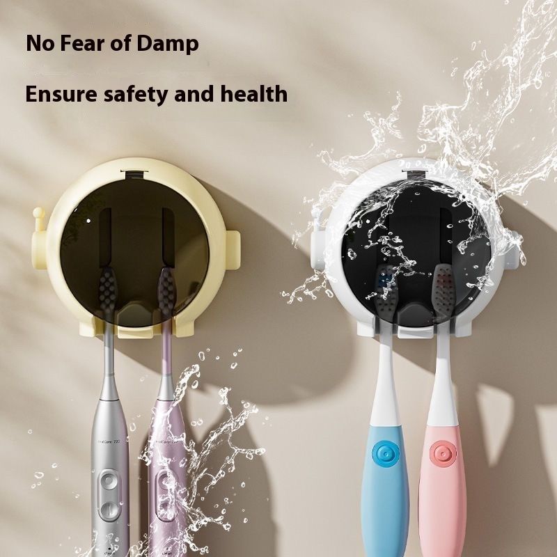 Space Man Electric Storage Rack Bathroom No-Drill Wall-Mounted Drainage Toothbrush Disinfection Chamber Dustproof_voghion.com