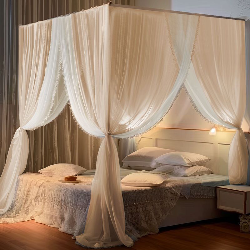 Floor-standing Household Bedroom Princess Style Double-layer Encryption Thickened Painted Bracket Three-door Palace_voghion.com
