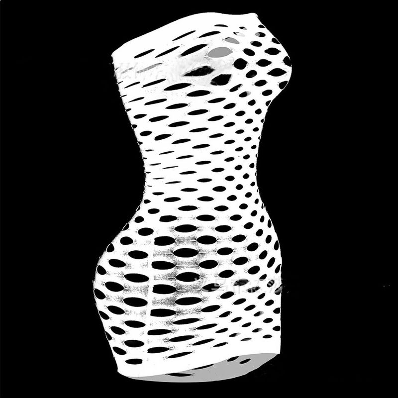 Neue sexy Frauen Netzrock Ganzkörper aushöhlen Netzstrümpfe Elastizität Minikleid Dessous Plus Size Nachtwäsche_voghion.com