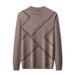 Four Flat Thick 500G Sheep Spring Autumn Men's Round Neck Wool Sweater For Middle-Aged Young Pele, Simple And Casual_voghion.com