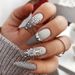 Falsas 24 unidades de unhas de Natal vestíveis longas unhas falsas estilo Natal com strass design de floco de neve capa completa pr_voghion.com