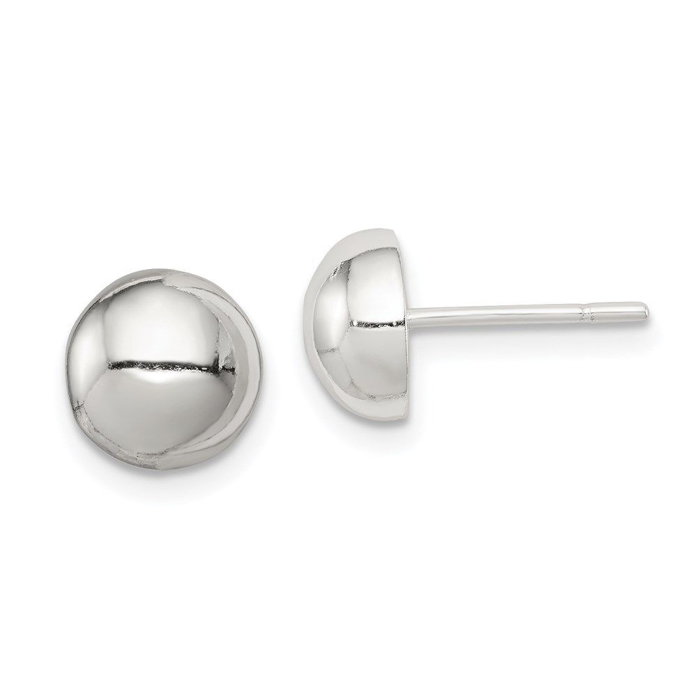 Sterling Silver Polished 8mm Button Earrings_voghion.com