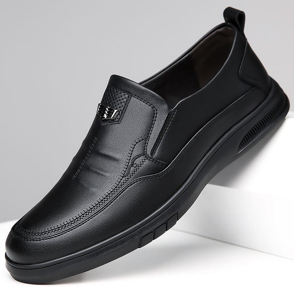 Copriscarpe da uomo in pelle con lacci, modello business e tempo libero, modello 2025, modello singolo, con suola morbida, per papà di mezza età_voghion.com