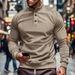 Men's Clothing Corduroy Casual Sweatshirt With Stand Collar & Patch Pockets - Lightweight Long Sleeve Pullover For Spring/Autumn (Black, Army Green)_voghion.com