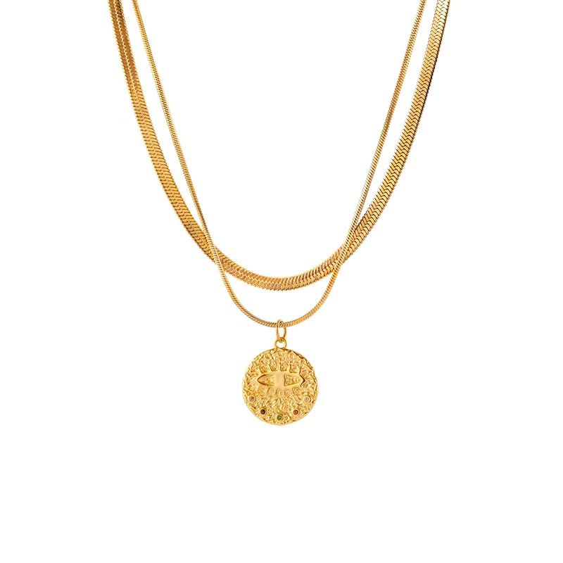 Collana da donna con doppio strato in stile retrò con occhio del diavolo e serpente, in osso, leggera, di lusso, dal design di alta gamma, versatile, con catena per clavicola._voghion.com