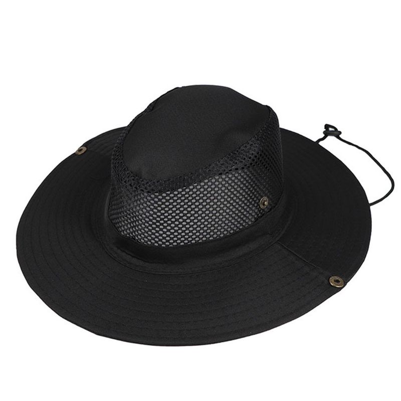 Fashion Wide Brim Sun Hat Summer Mesh Bucket Cap UV Protection for Camping Fishing Safari Hiking Outdoor Activity Men Women_voghion.com