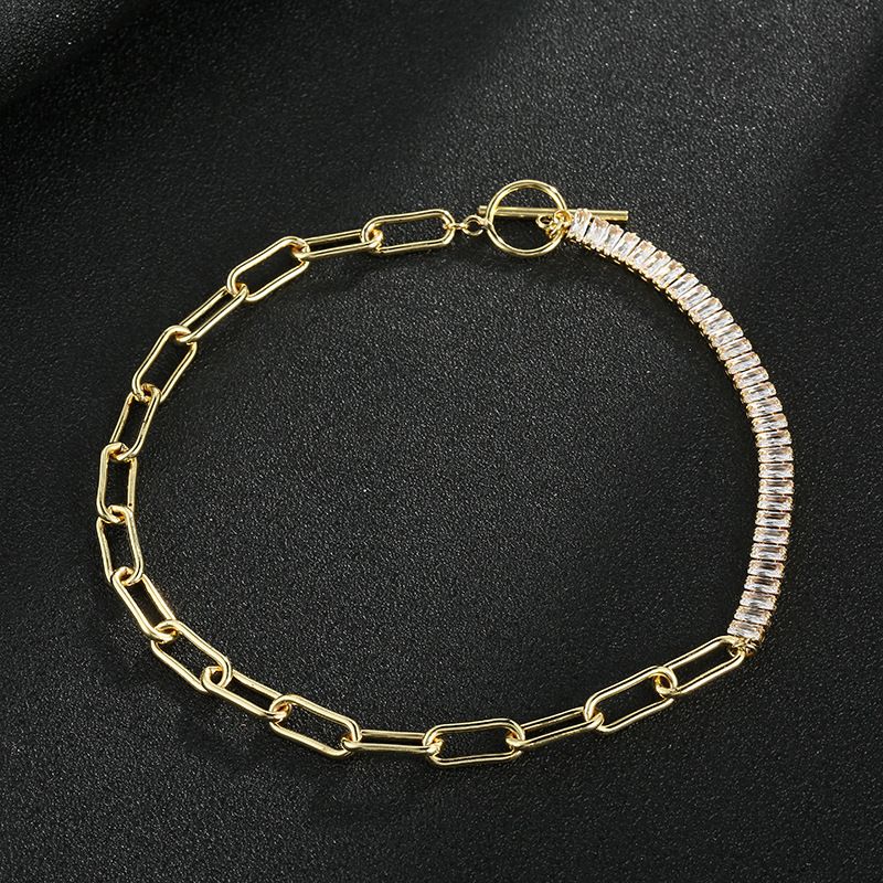 Halve ketting splitsen nekketting unisex 2,5 * 5 mm zirkoon ketting_voghion.com