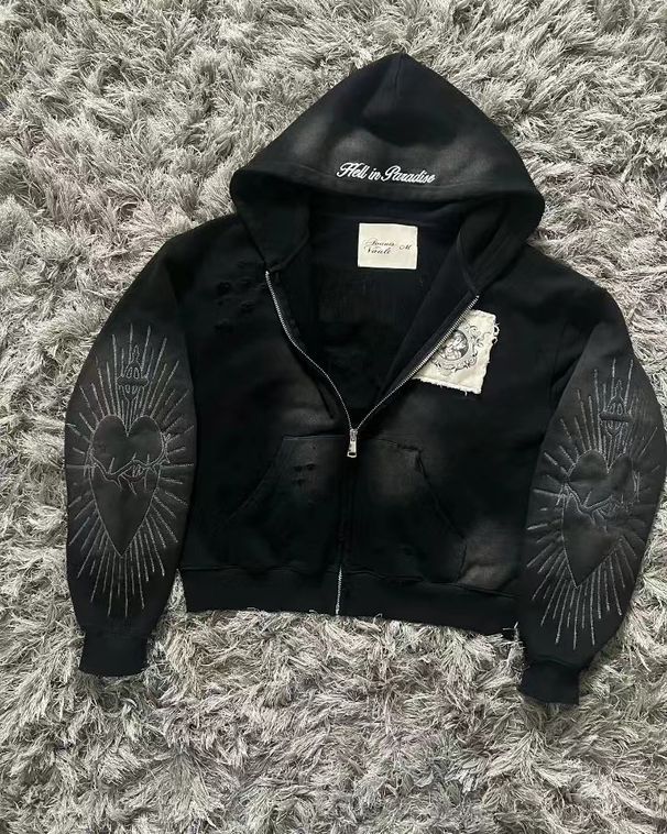 Nouveau pull imprimé 9OESH à capuche court 2024, nouvelle veste cardigan zippée polyvalente à succès_voghion.com