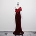 Burgunderrotes Samt-Abendkleid – trägerloses Prinzessinnen-Ballkleid mit Schleife für Bankette und Empfänge (XS-XXL)_voghion.com