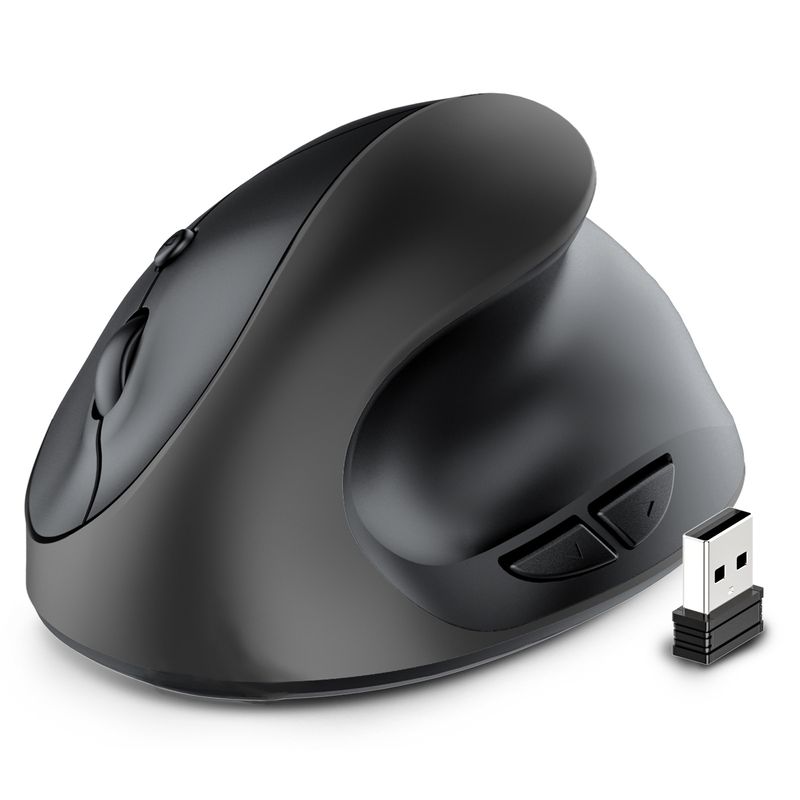 Ergonomic Vertical Mouse – 2.4G Wireless, 1600DPI, 6-Key Programmable, Rechargeable/Battery, Silent Click (Black/Silver/Pink)​_voghion.com