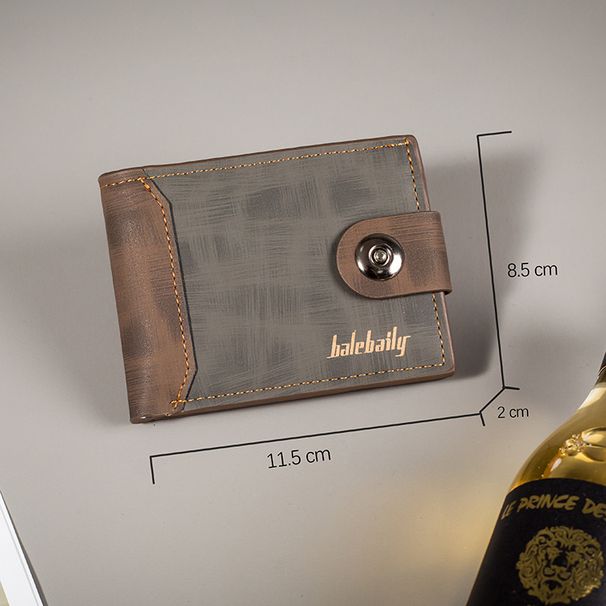 Men's Short Wallet With Magnetic Clasp, Single Buckle, Loose Leaf Platform, Horizontal Zipper Card Holder_voghion.com