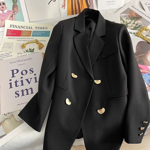 New All-match Fashionable And Elegant Gray Small Suit For Women Loose Trendy British Style Medium And Long Style High-end_voghion.com