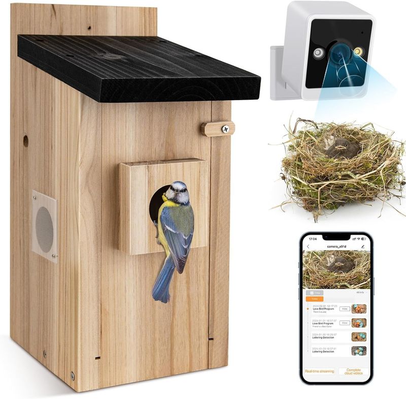 Smart Bird House with Camera,3MP Birdhouse Camera for Outdoors,Auto Capture Bird Videos & Motion Detection,Watch Bird Nesting & Hatching in Real Time,_voghion.com