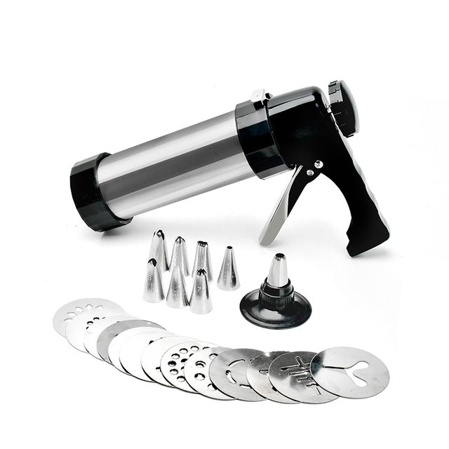 Cookie Press Kit Biscuits Maker Gun Sets With 13 Cookie Press Molds & 8 Pastry Piping Nozzles Cake Decorator Sets KC0225_voghion.com