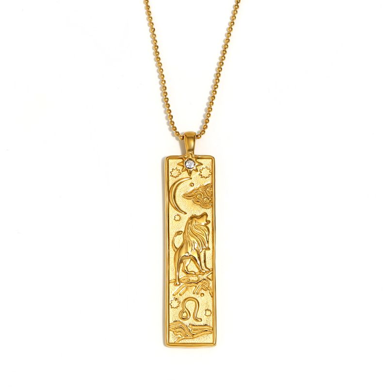 CELESTIALUMINA Retro Geometric Hot-selling Personality Pendant Stainless Steel Plated 18K Gold Square Twelve Constellation Necklace For Women_voghion.com