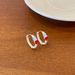 Korean Style Color-Block Dopamine Heart Oil Drop Small Hoop For Women Silver Needle Colorful Ear Clips Simple Exquisite_voghion.com