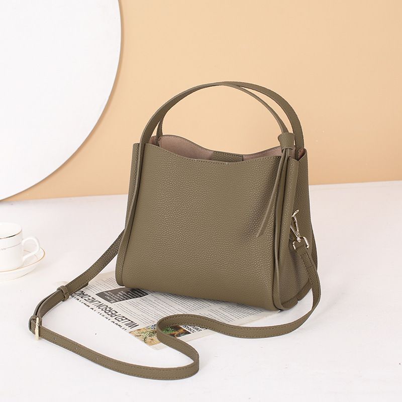 Borsa a mano in pelle, borsa a tracolla in pelle di mucca alla moda, borsa a secchiello versatile, sensazione di alta qualità, grande capacità vegetale_voghion.com