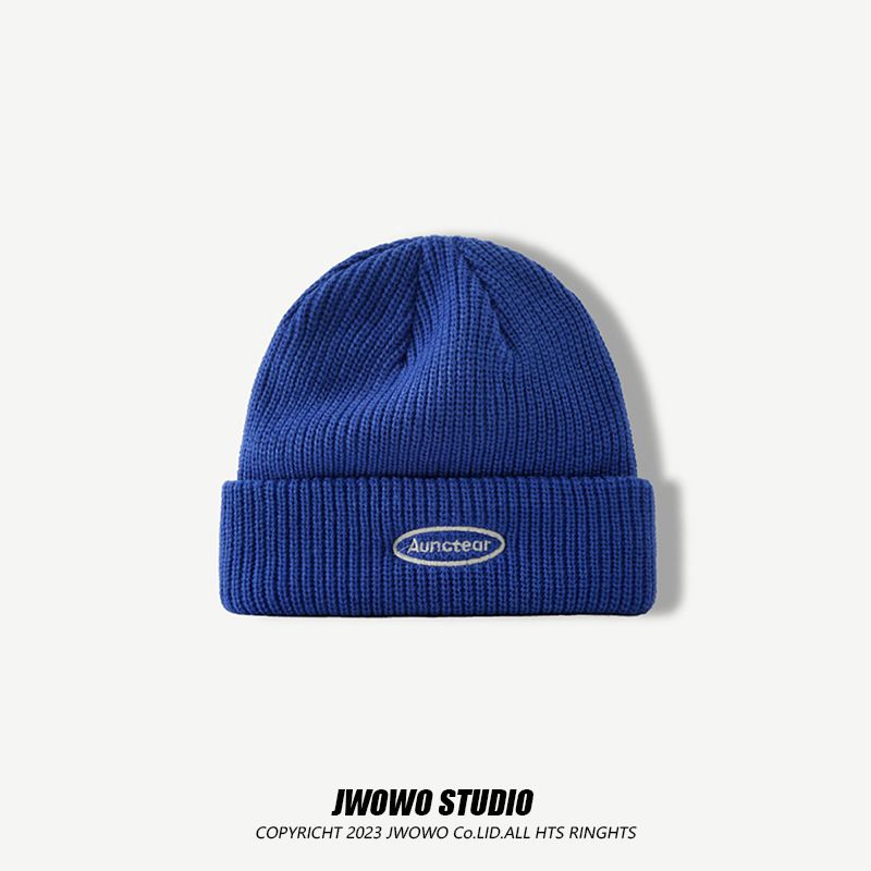 Gorro de lana con letras bordadas de marca de moda original para hombre y mujer, gorro cálido de invierno a la moda para parejas, gorro de punto con protector de orejas versátil_voghion.com