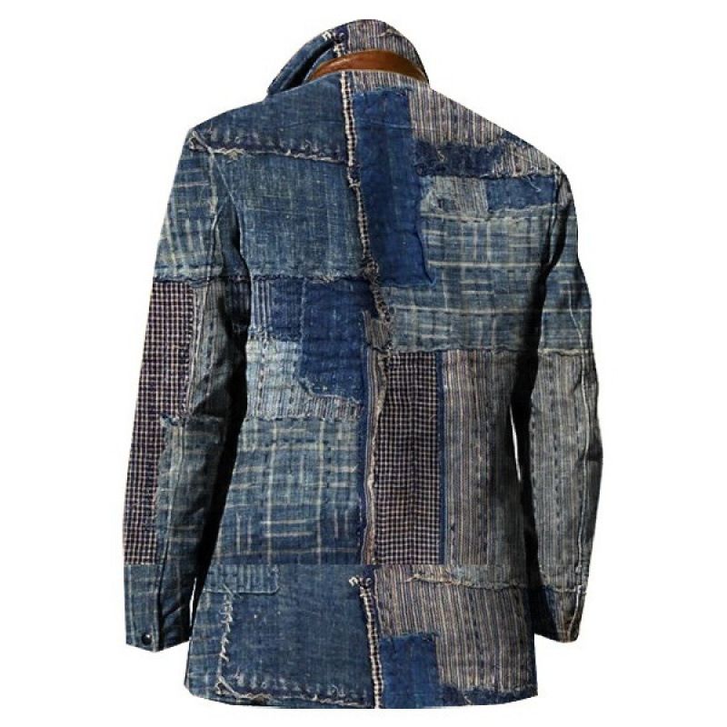 Suitable For All Seasons Plus Size Patchwork Design Printed Men's Double Layer Turn-down Fur Collar Mid-length Jacket Coat_voghion.com