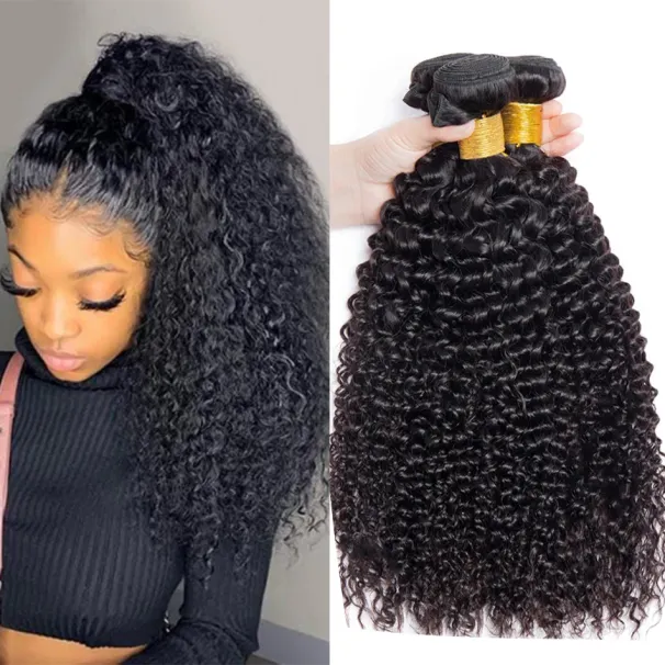Indian Kinky Curly Bundles Human Hair Extensions Unprocessed Virgin Weave Jerry Curl Hair_voghion.com