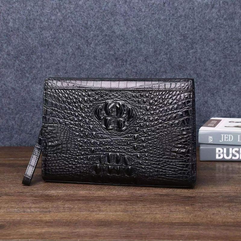 Bolso de mano largo versátil con estampado de cocodrilo para hombre, estilo cartera, 2025_voghion.com