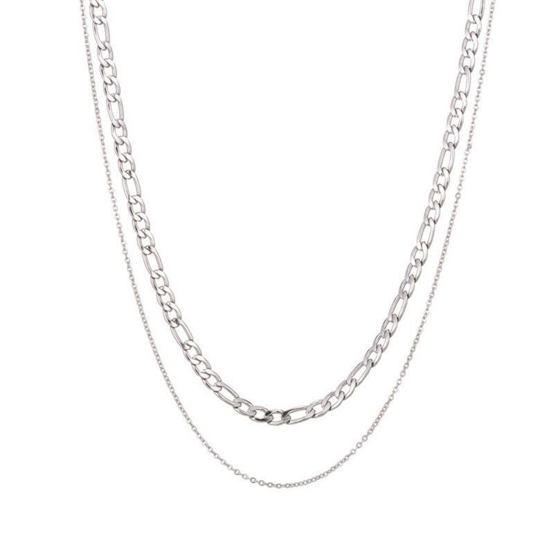 Collana con ciondolo a forma di maglione Figaro, a doppio strato, in acciaio inossidabile cubano dorato con catena a clavicola impilata, di alta qualità e con temperamento raffinato._voghion.com