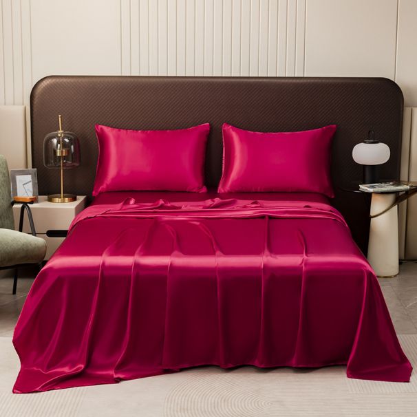 Set di lenzuola lisce come la seta con lenzuolo con angoli - 8 colori di lusso | Singolo/Matrimoniale/Queen/King Size | Poliestere antipiega e delicato sulla pelle_voghion.com