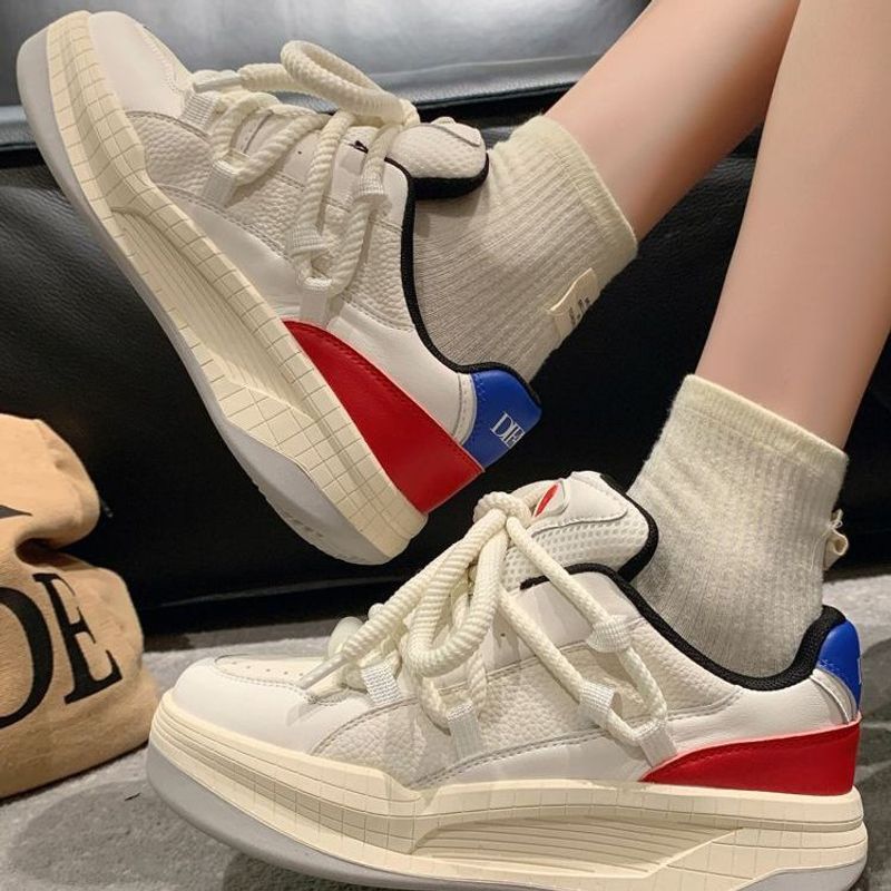 Zapatillas deportivas informales versátiles para mujer, con suela gruesa y aumento de altura, primavera y otoño de 2024, con diseño de nicho pequeño_voghion.com
