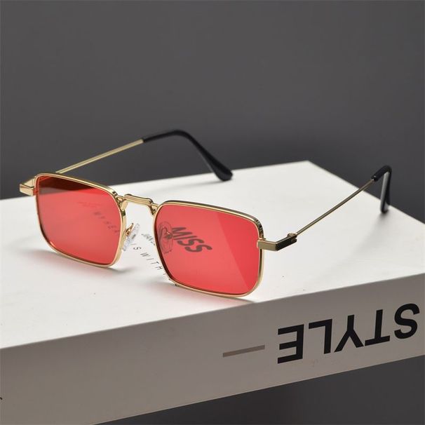 Steampunk Retro Rechteckige Sonnenbrille mit schmalem Rahmen für Männer und Frauen Trendy Metal Hip Hop Tanzsonnenbrille Kleines Gesicht Dünn_voghion.com