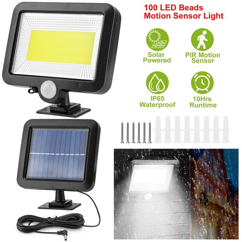 Solar Powered Wall Lights Outdoor 100 LED Beads Motion Sensor Lamp IP65 Waterproof Dusk To Dawn Sensor Light_voghion.com