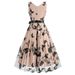 Robe de Noël, Thanksgiving, Halloween, Saint-Valentin, col en V, ceinture, sans manches, motif papillon, jupe duveteuse, 8713_voghion.com