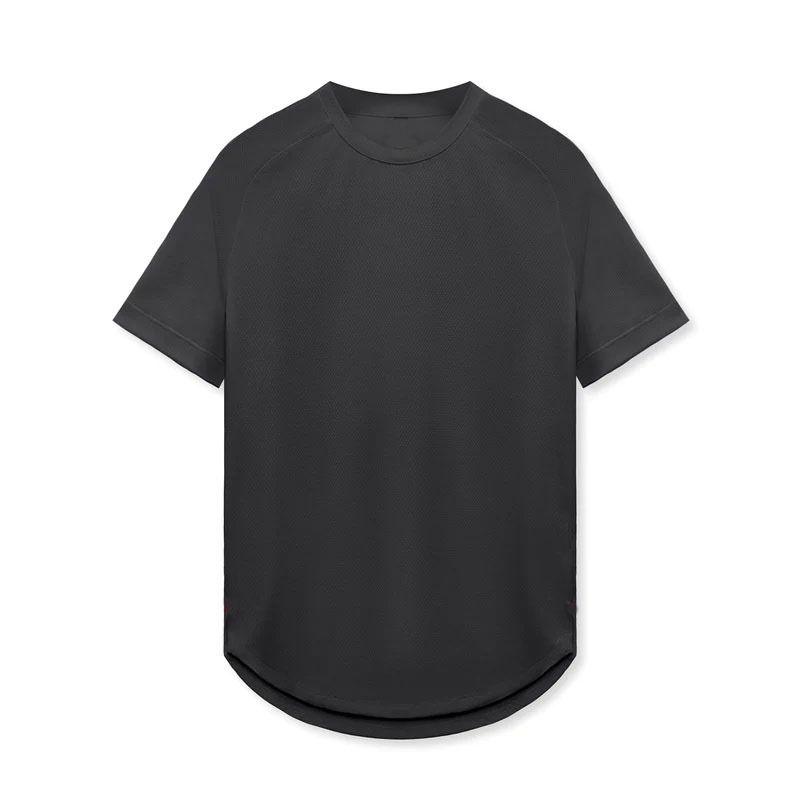 Camiseta deportiva de verano para hombre, de talla grande, de manga corta, de malla, transpirable, de secado rápido, elástica, de color liso, informal_voghion.com
