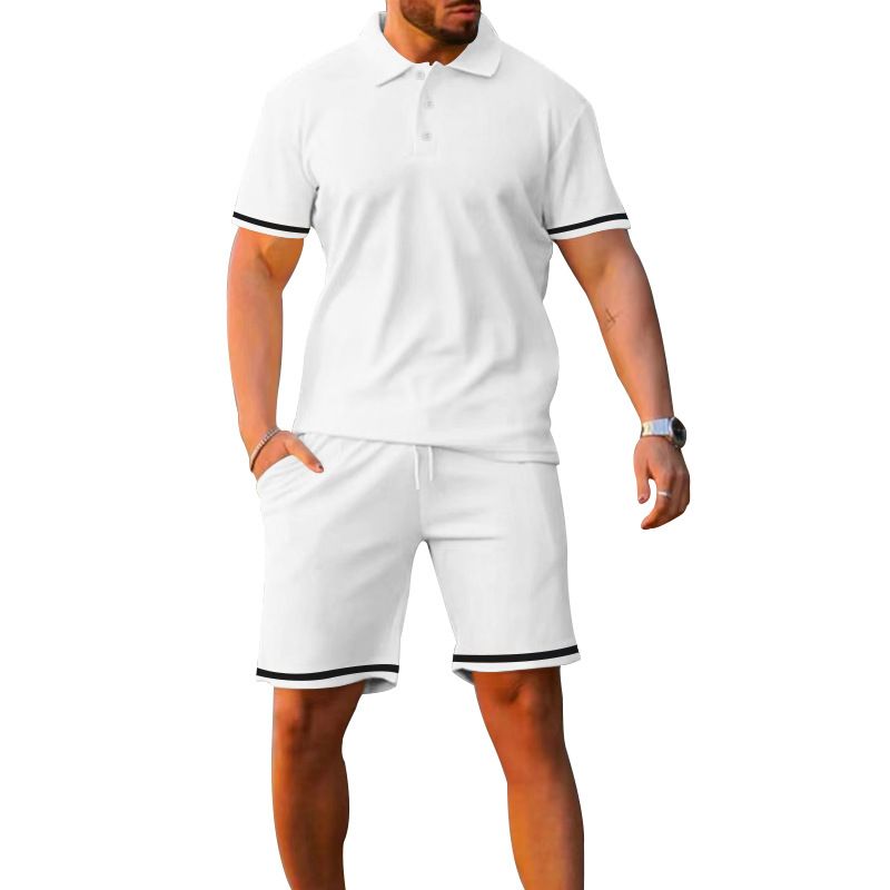 Ensemble deux pièces de sport décontracté pour hommes, short à revers et manches courtes, été_voghion.com