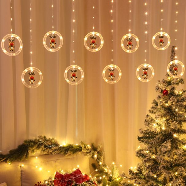 Guirlande lumineuse de Noël USB avec décorations suspendues - Guirlande lumineuse LED festive à 10 crochets pour décoration de Noël_voghion.com