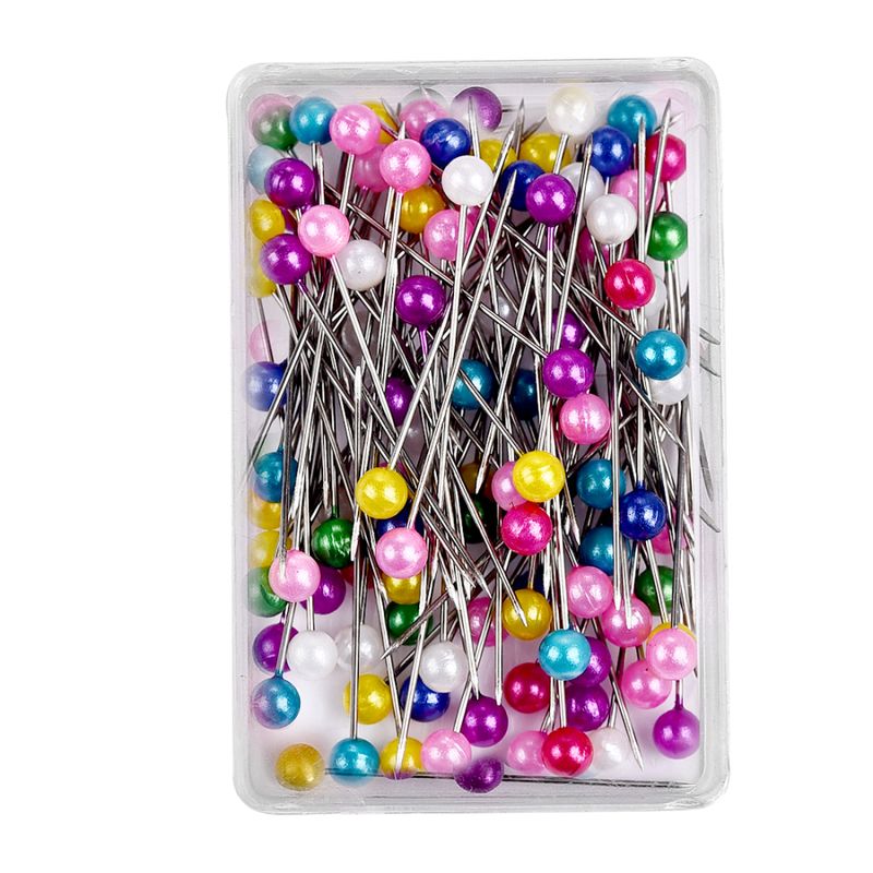 100 alfileres de costura redondos de perlas con caja, para bodas, ramilletes y floristerías._voghion.com